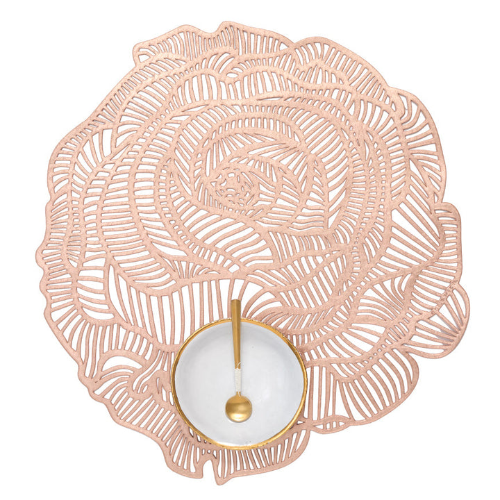 Chilewich Pressed Rose Round Place Mats Set/4 (Rose Gold)
