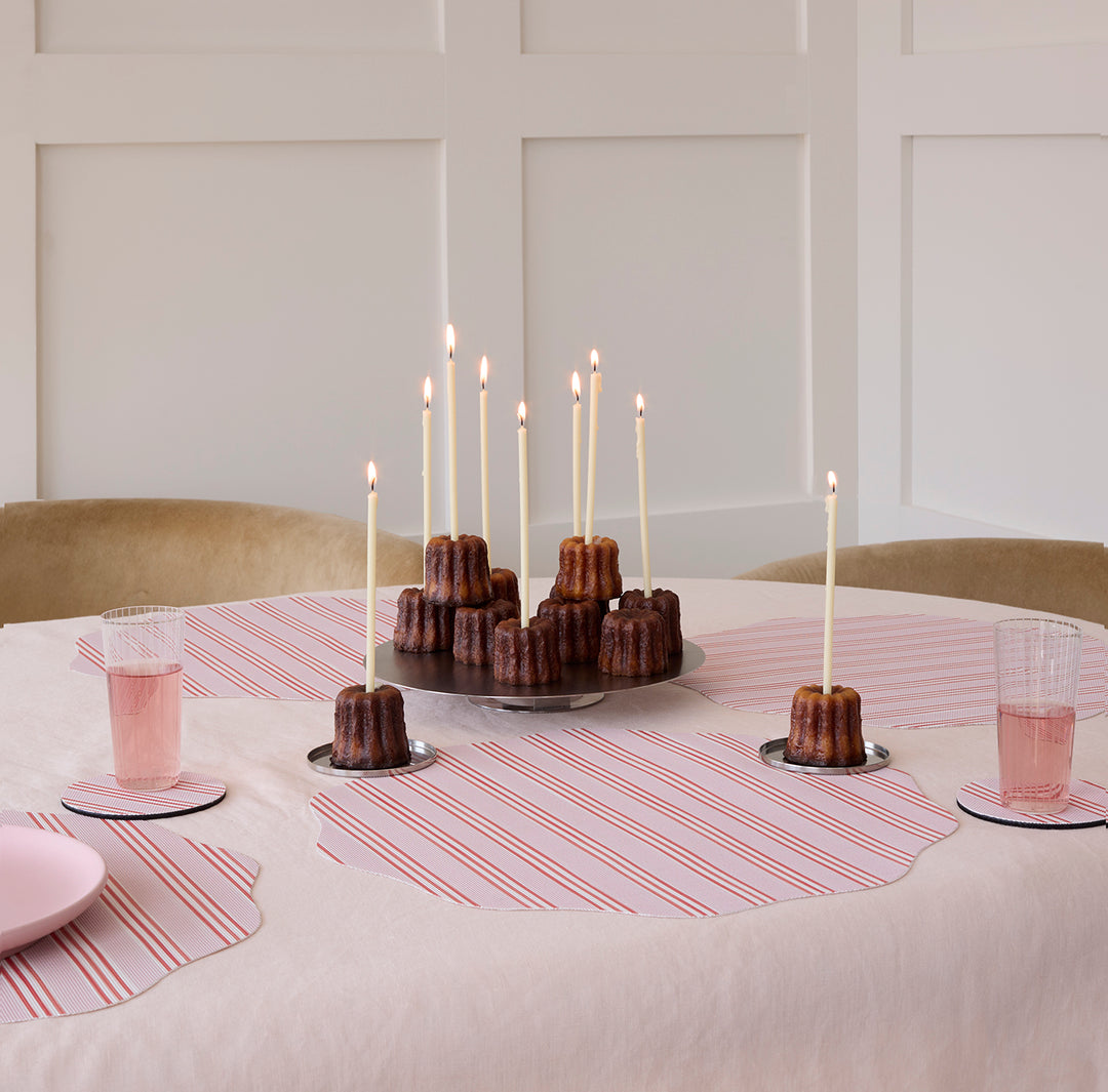 Meri Meri x Chilewich Festive Stripe Scallop Placemats Set/4 (Pink)