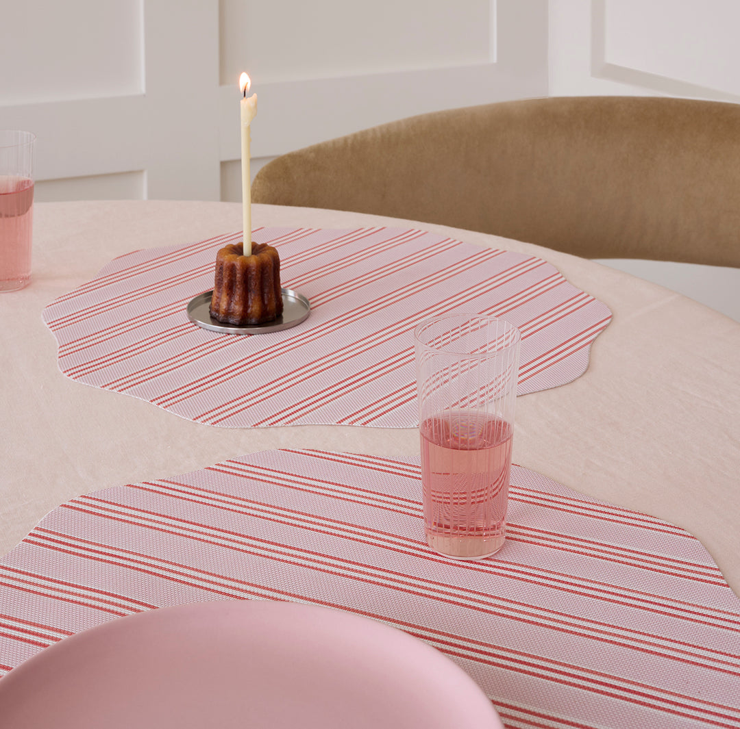 Meri Meri x Chilewich Festive Stripe Scallop Placemats Set/4 (Pink)