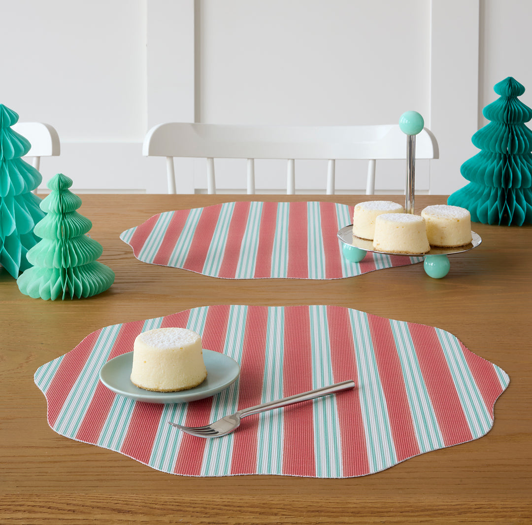 Meri Meri x Chilewich Festive Stripe Scallop Placemats Set/4 (Red)