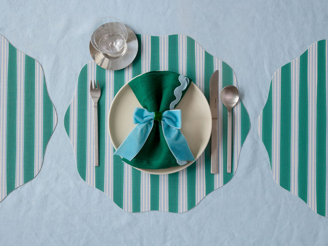 Meri Meri x Chilewich Festive Stripe Scallop Placemats Set/4 (Green)