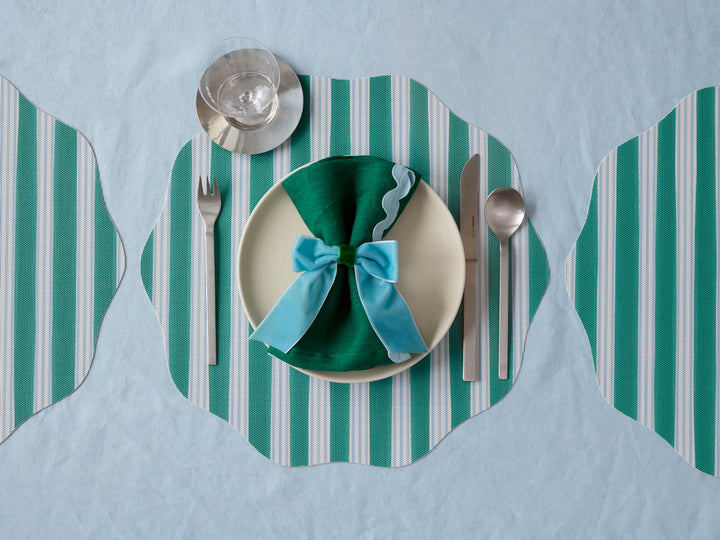 Meri Meri x Chilewich Festive Stripe Scallop Placemats Set/4 (Green)