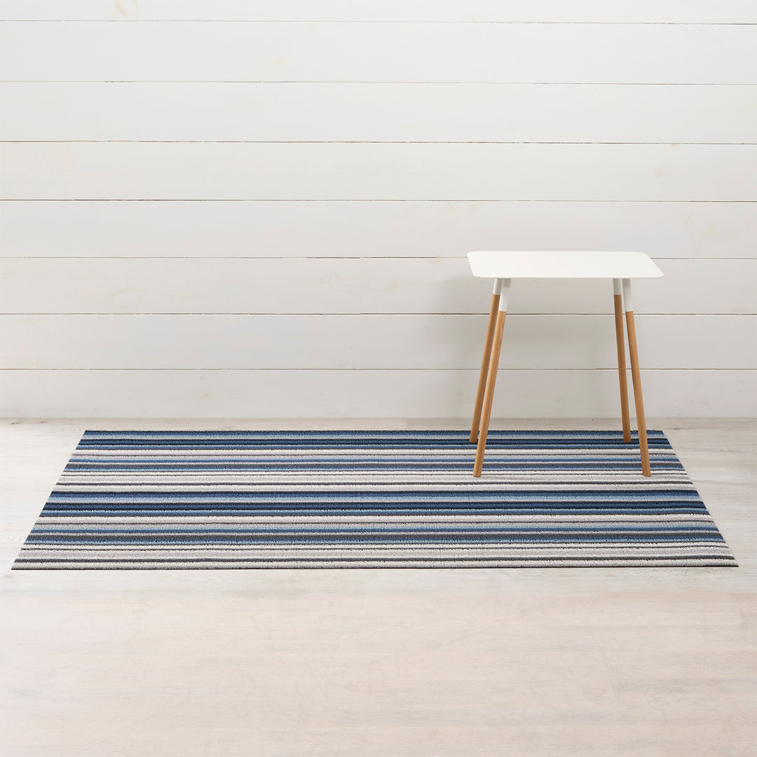 Chilewich Horizon Stripe Shag Floor Mats (Deep Sea)