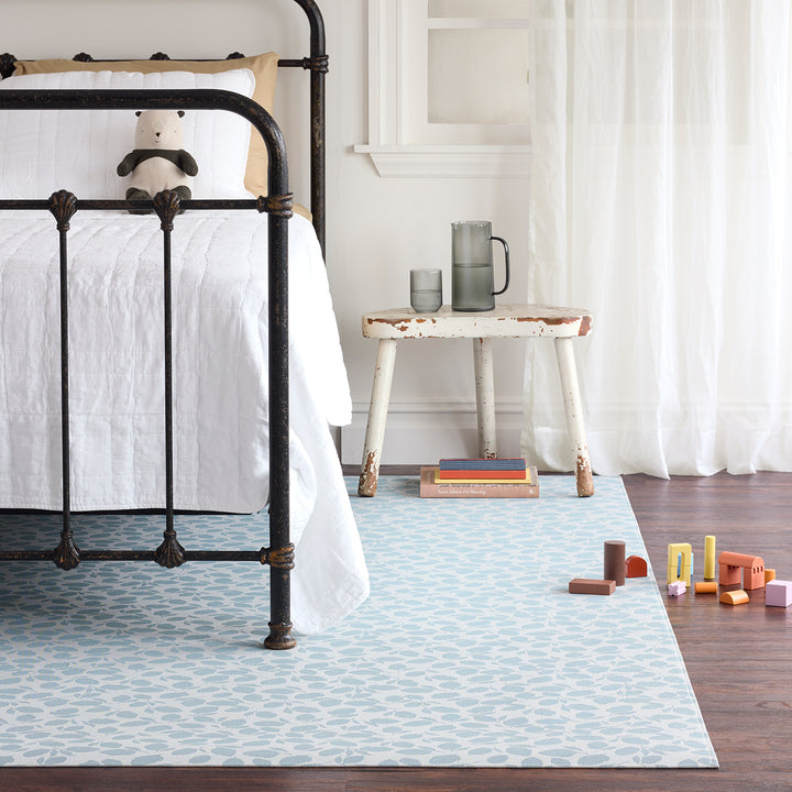 Martha Stewart x Chilewich Lemon Leaves Woven Floormat Rug (Robin's egg)