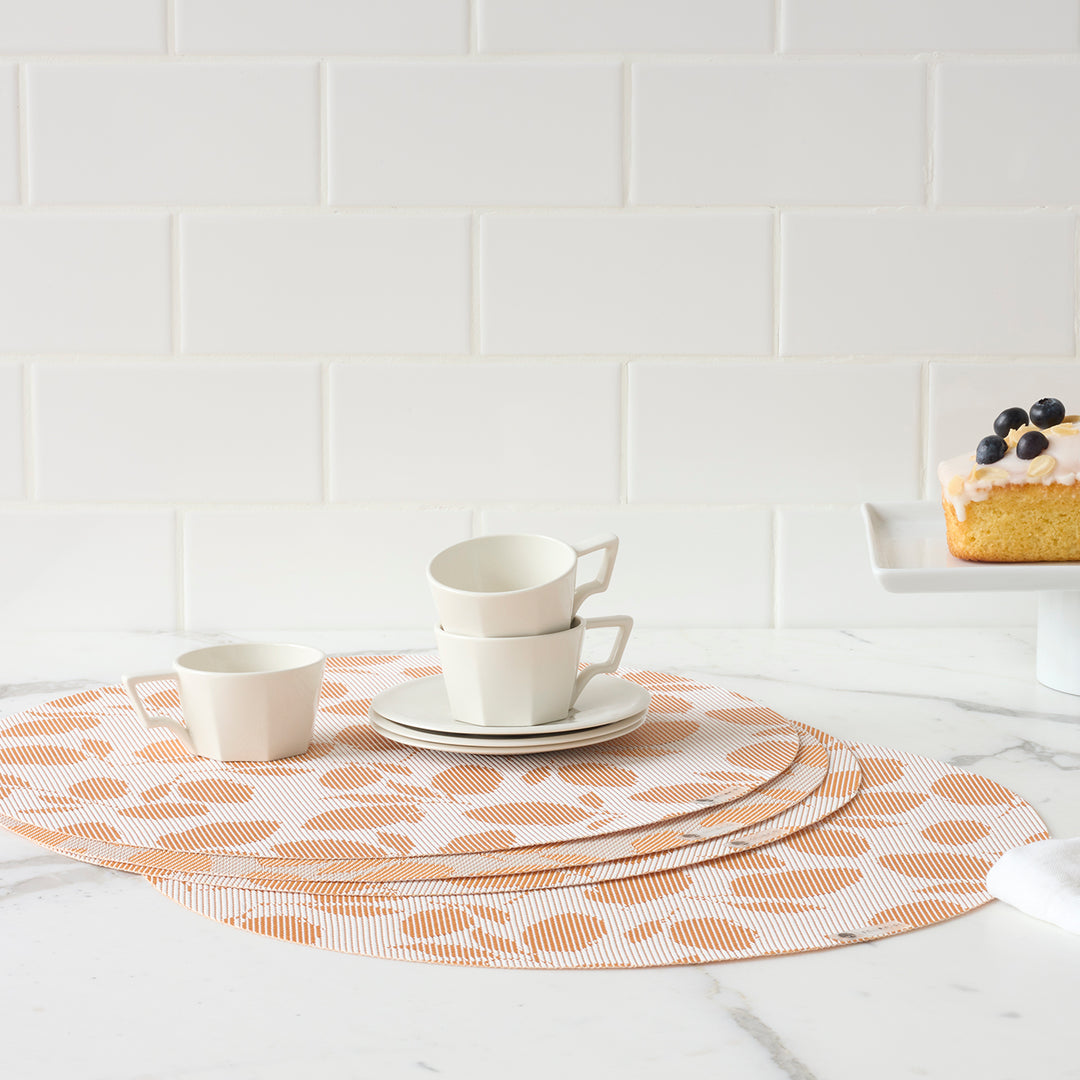 Martha Stewart x Chilewich Lemon Leaves Round Placemats Set/4 (Marigold)