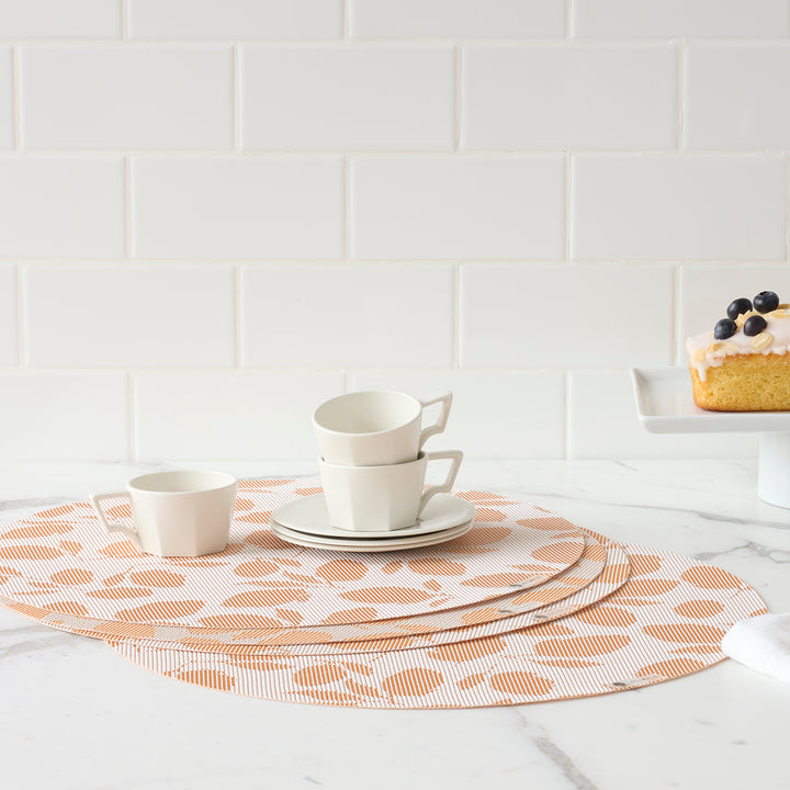 Martha Stewart x Chilewich Lemon Leaves Round Placemats Set/4 (Marigold)