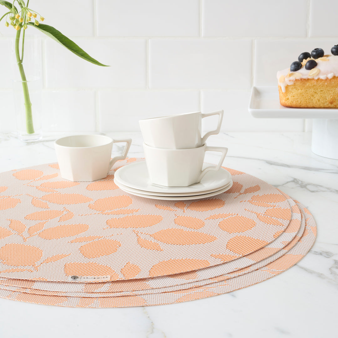 Martha Stewart x Chilewich Lemon Leaves Round Placemats Set/4 (Marigold)