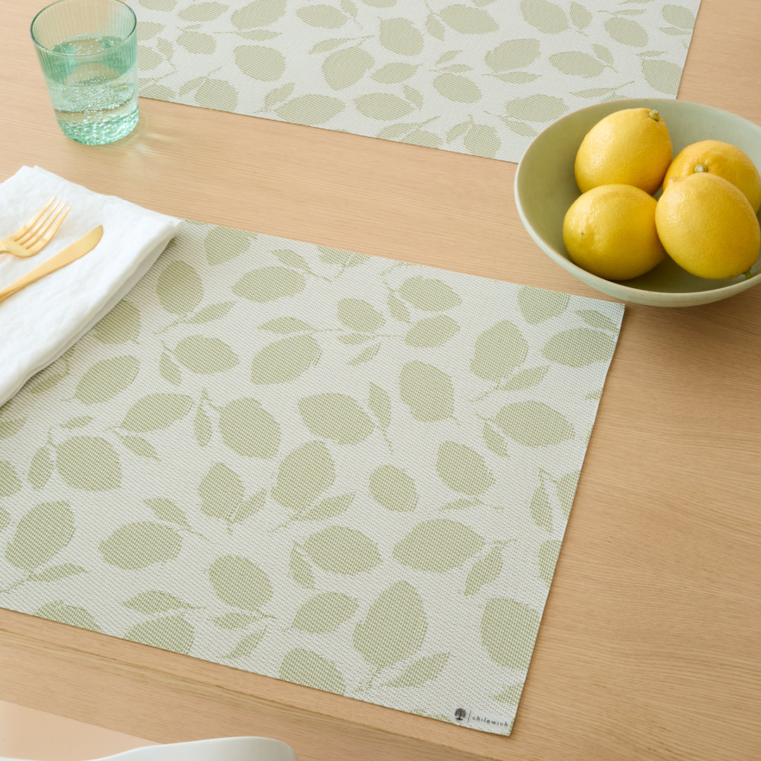 Martha Stewart x Chilewich Lemon Leaves Rectangular Placemats Set/4 (Sprout)