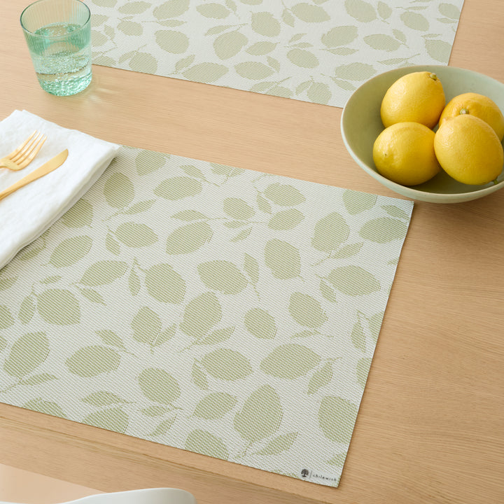 Martha Stewart x Chilewich Lemon Leaves Rectangular Placemats Set/4 (Sprout)