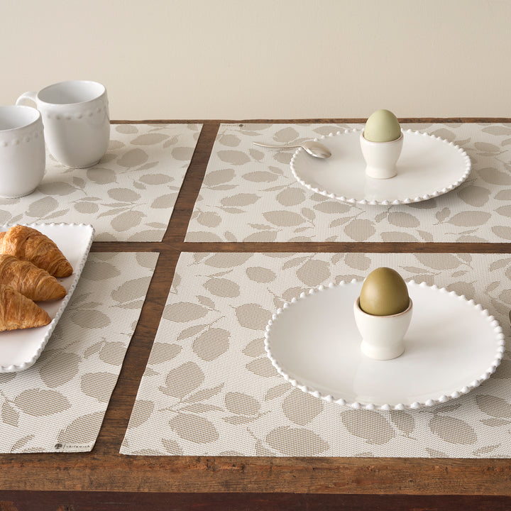 Martha Stewart x Chilewich Lemon Leaves Rectangular Placemats Set/4 (Steel wool)