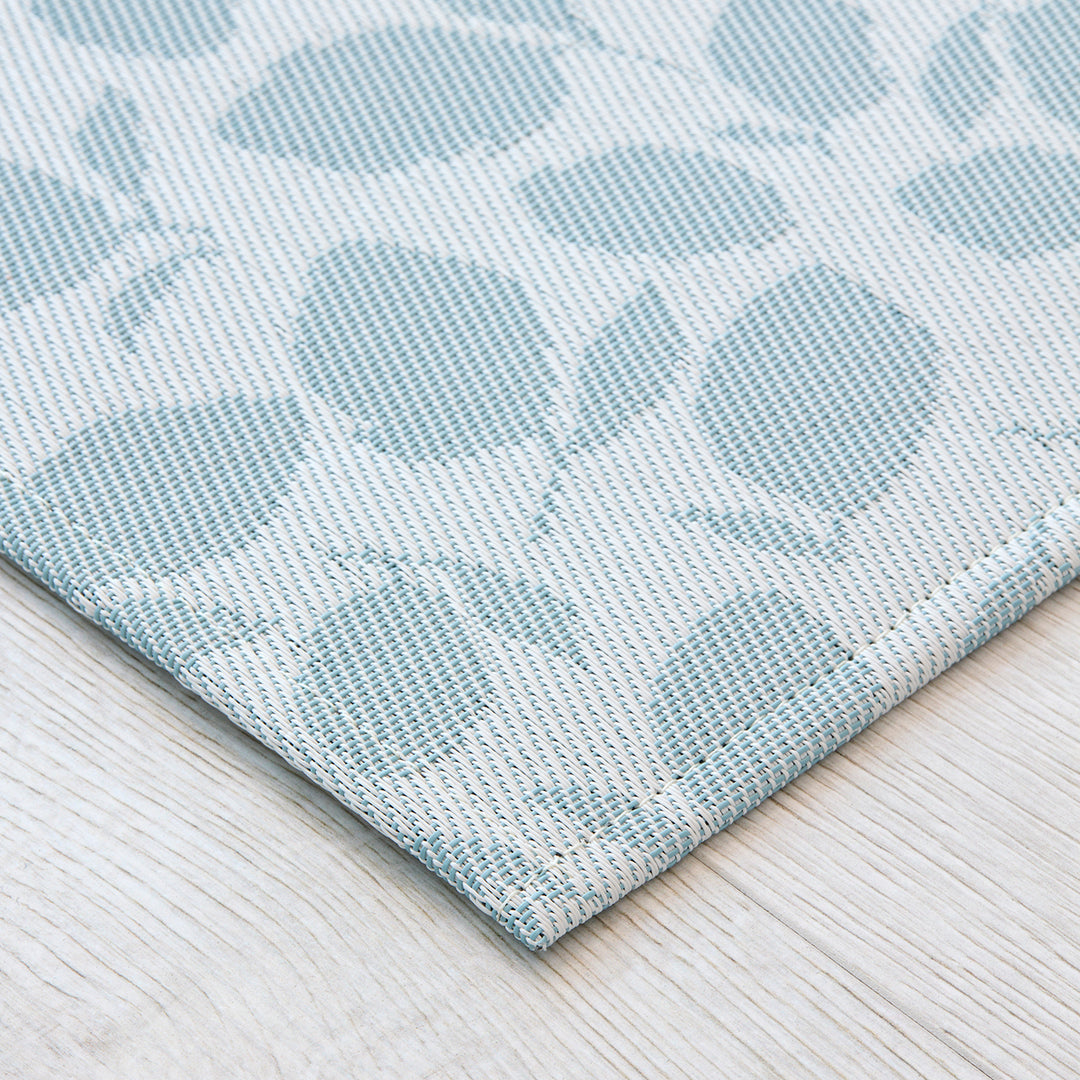 Martha Stewart x Chilewich Lemon Leaves Woven Floormat Rug (Robin's egg)