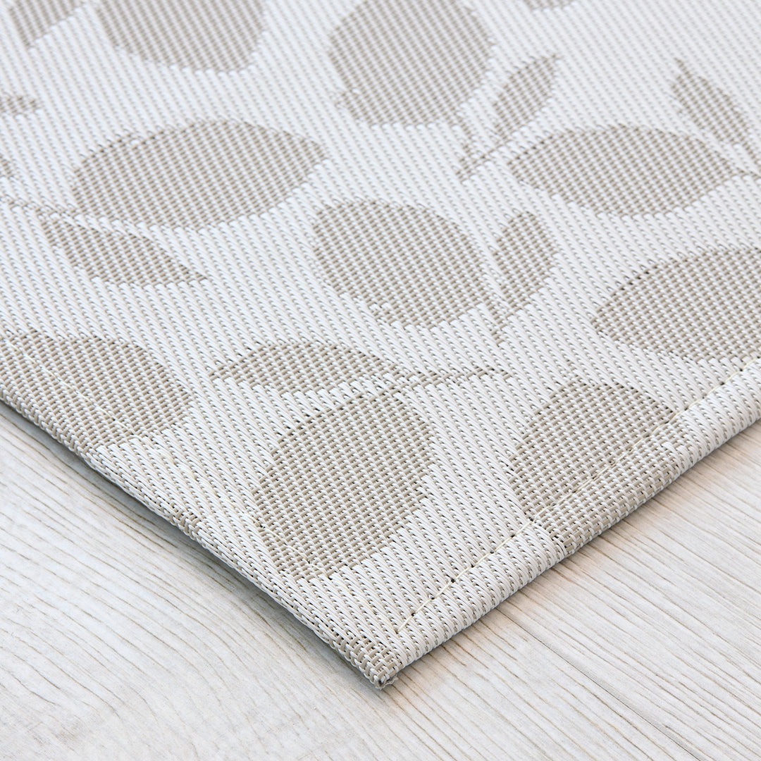 Martha Stewart x Chilewich Lemon Leaves Woven Floormat Rug (Steel wool)