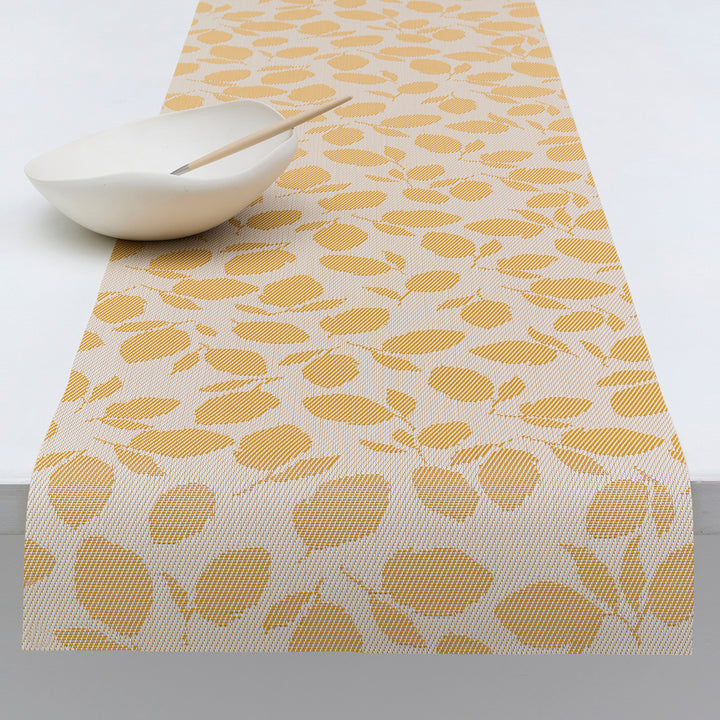 Martha Stewart x Chilewich Lemon Leaves Table Runner (Goldenrod)