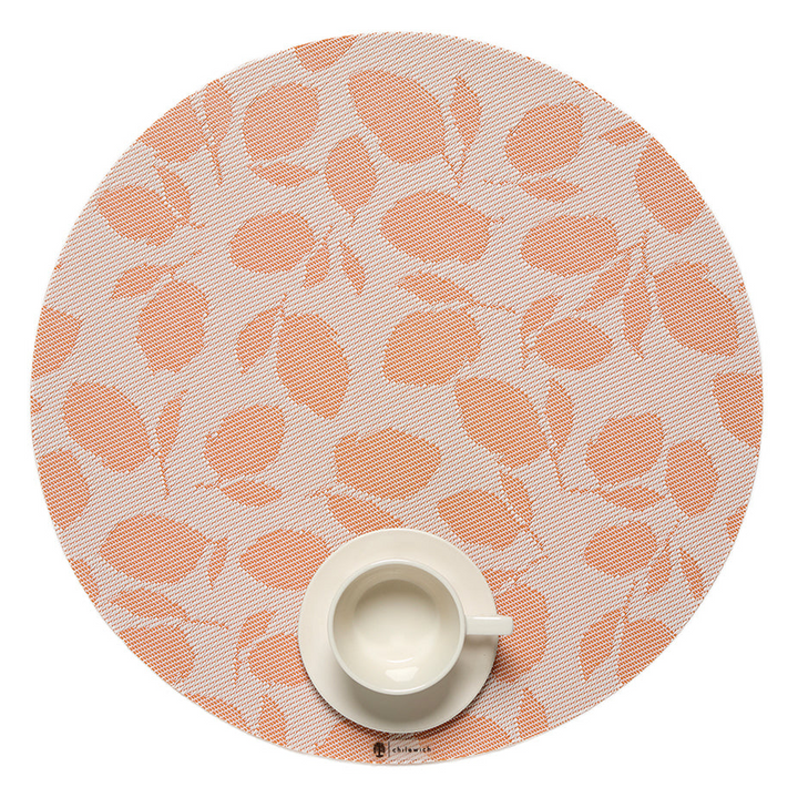 Martha Stewart x Chilewich Lemon Leaves Round Placemats Set/4 (Marigold)