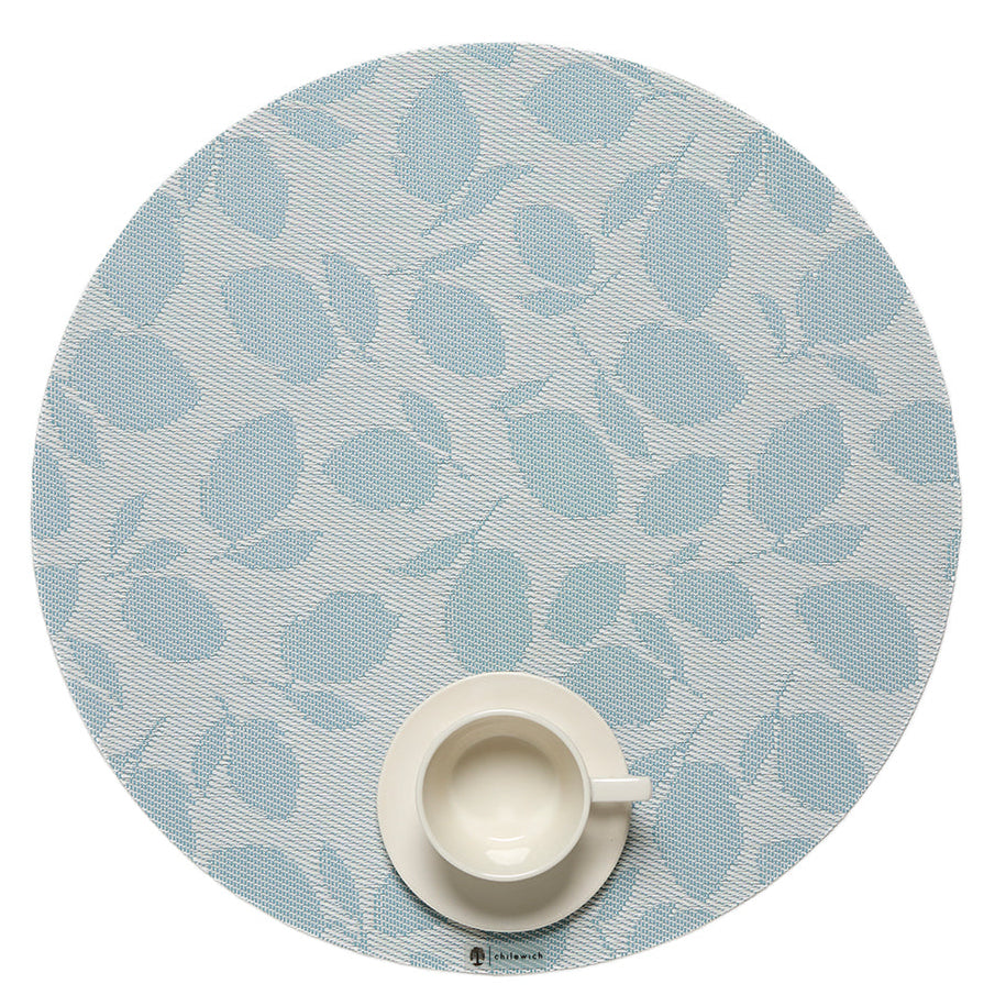 Martha Stewart x Chilewich Lemon Leaves Round Placemats Set/4 (Robin's egg)