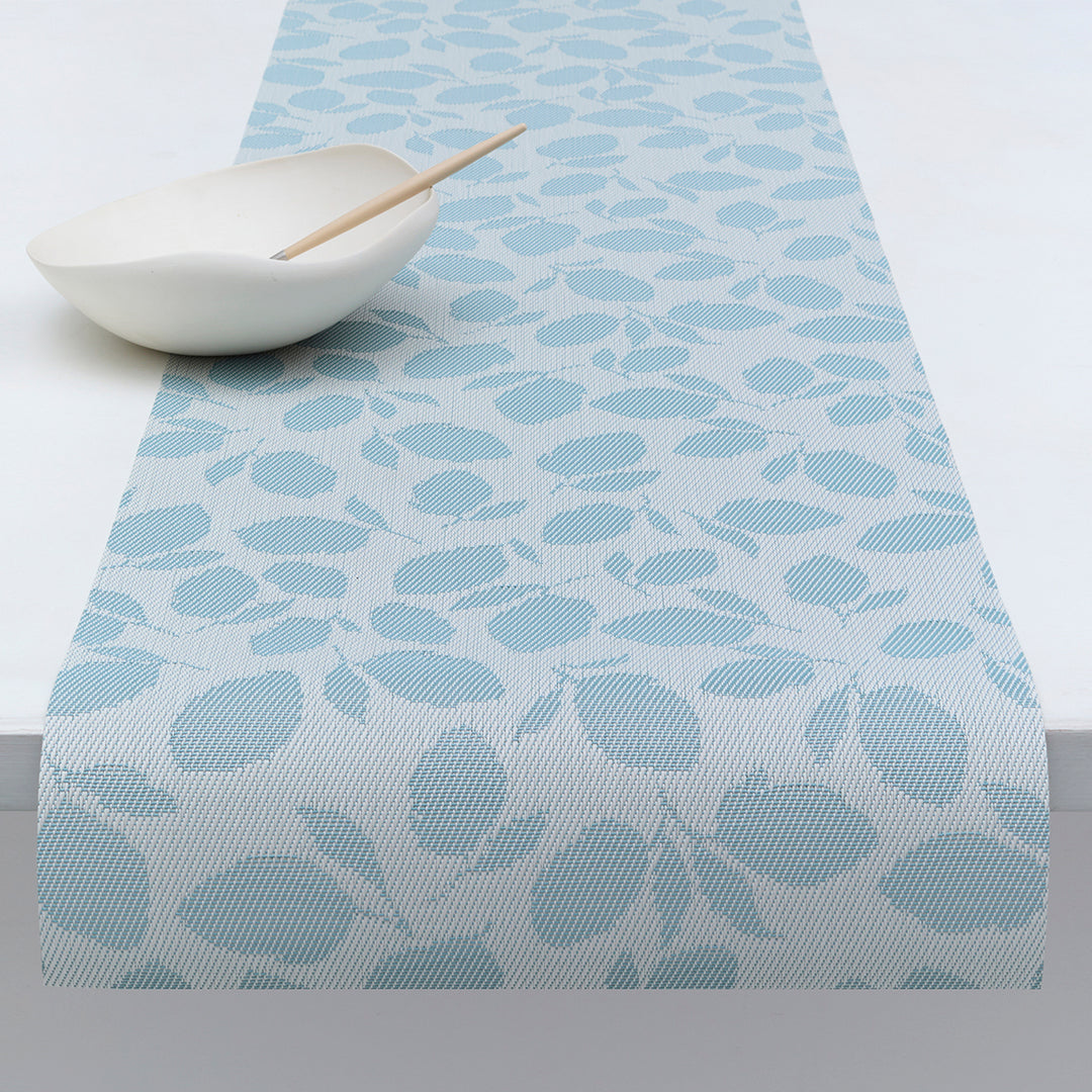 Martha Stewart x Chilewich Lemon Leaves Table Runner (Robin's egg)