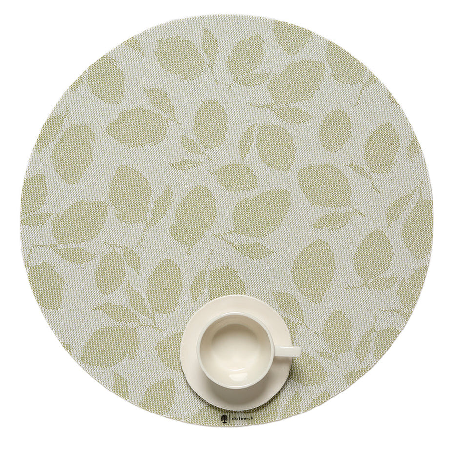 Martha Stewart x Chilewich Lemon Leaves Round Placemats Set/4 (Sprout)