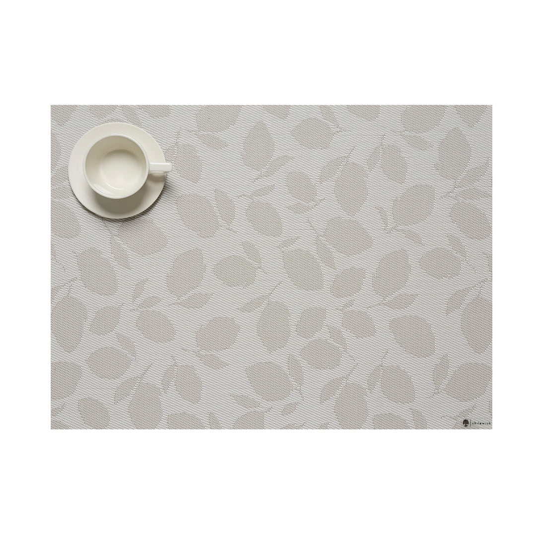 Martha Stewart x Chilewich Lemon Leaves Rectangular Placemats Set/4 (Steel wool)