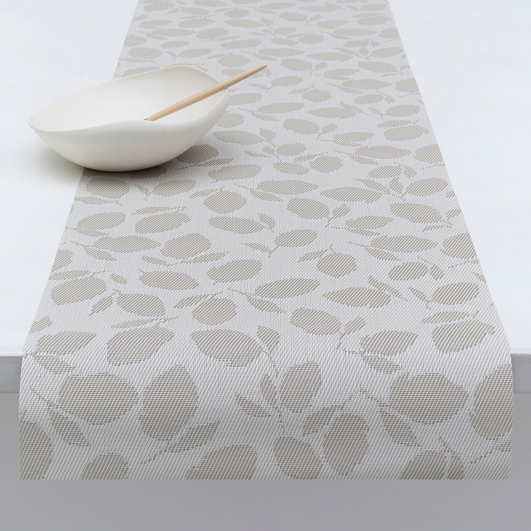 Martha Stewart x Chilewich Lemon Leaves Table Runner (Steel wool)
