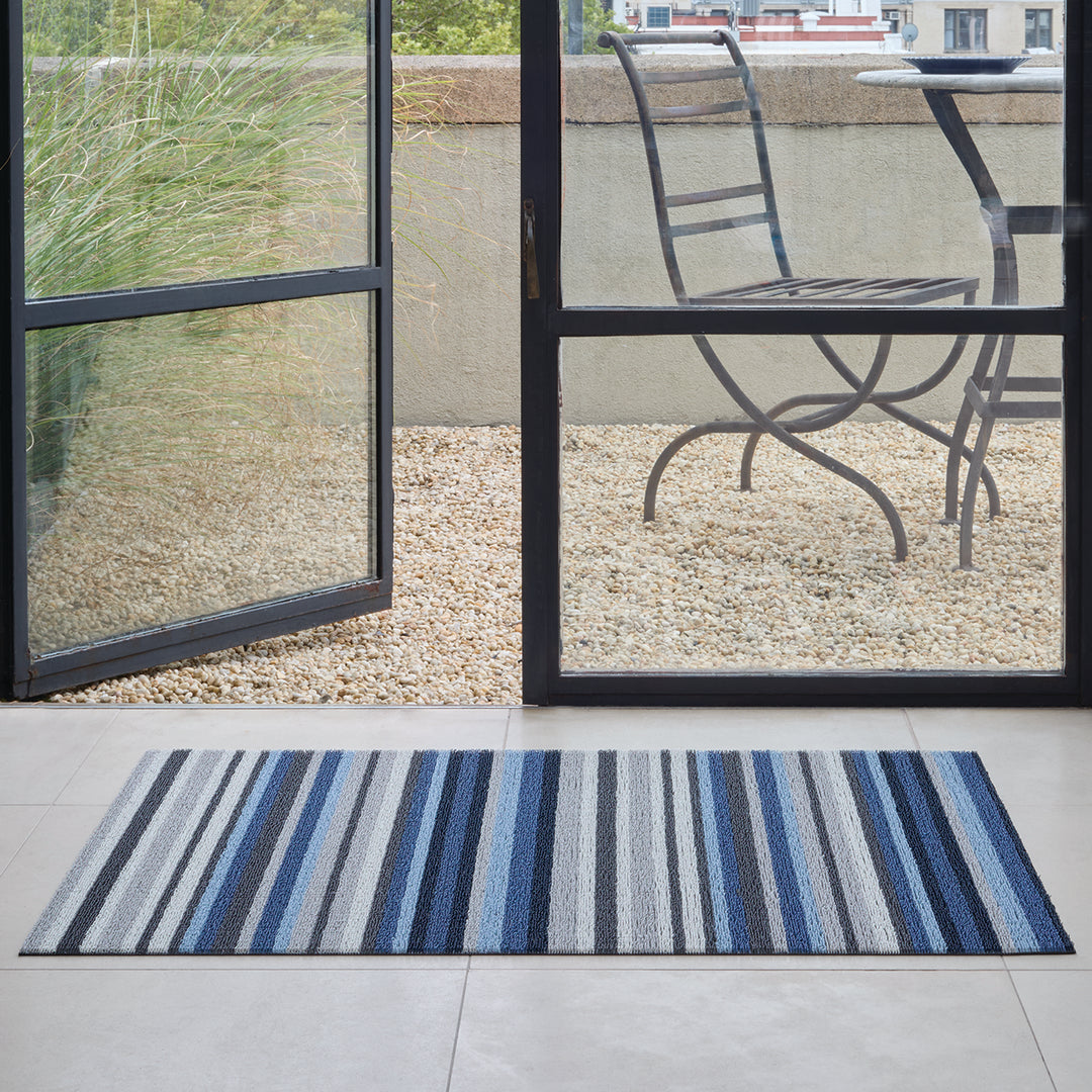 Chilewich Horizon Stripe Shag Floor Mats (Deep Sea)