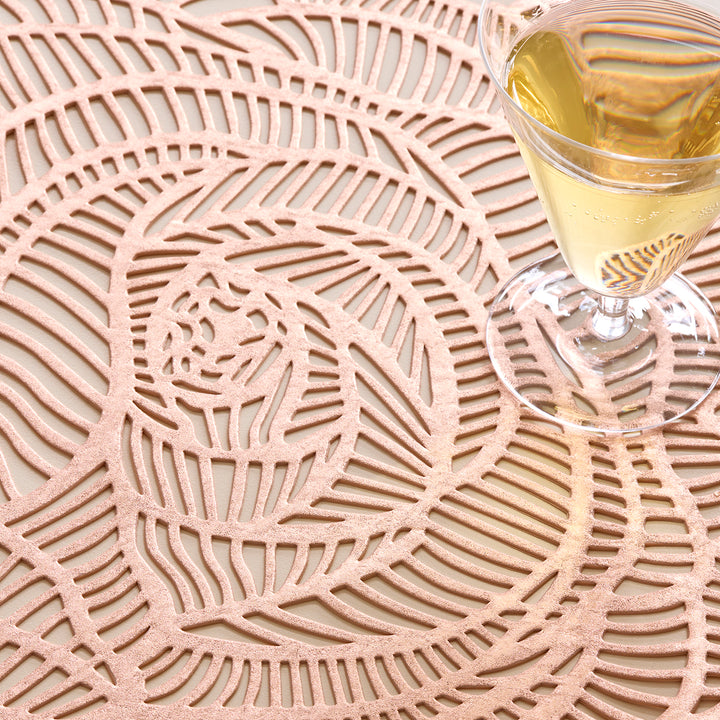 Chilewich Pressed Rose Round Place Mats Set/4 (Rose Gold)