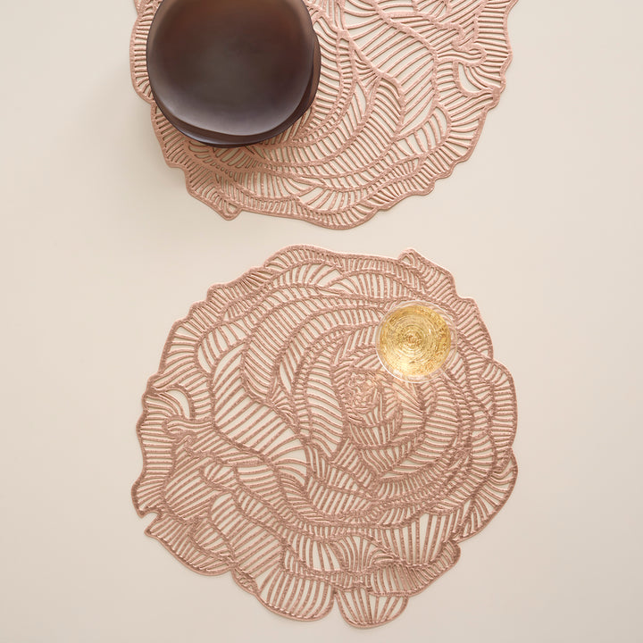 Chilewich Pressed Rose Round Place Mats Set/4 (Rose Gold)