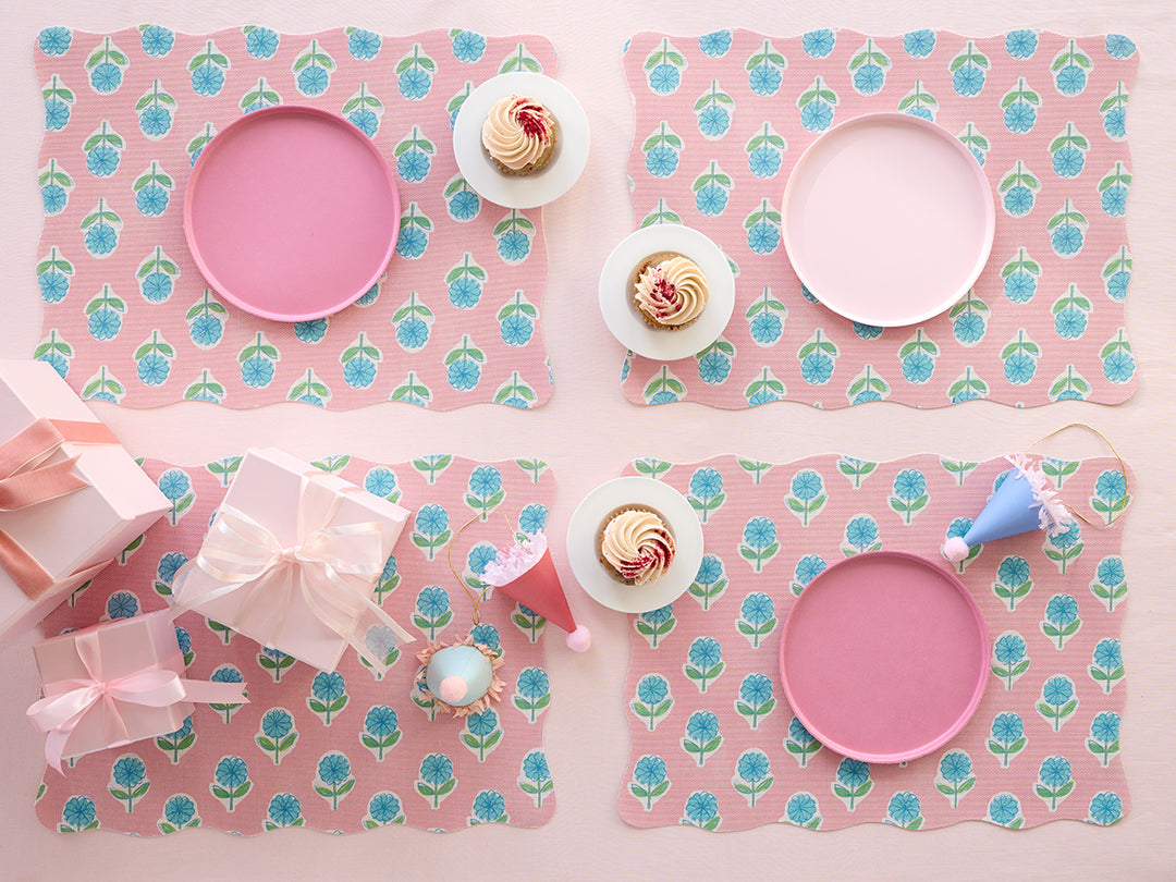Meri Meri x Chilewich Periwinkle Rectangle Placemats Set/4 (Pink)