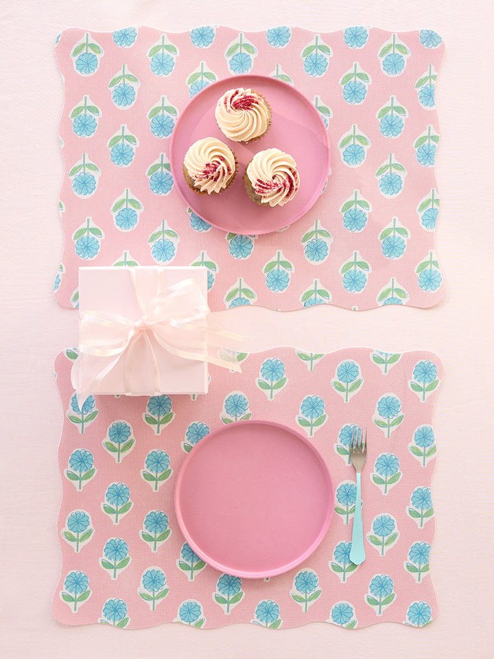 Meri Meri x Chilewich Periwinkle Rectangle Placemats Set/4 (Pink)