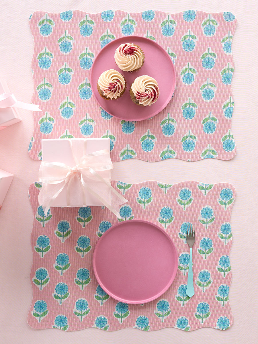 Meri Meri x Chilewich Periwinkle Rectangle Placemats Set/4 (Pink)