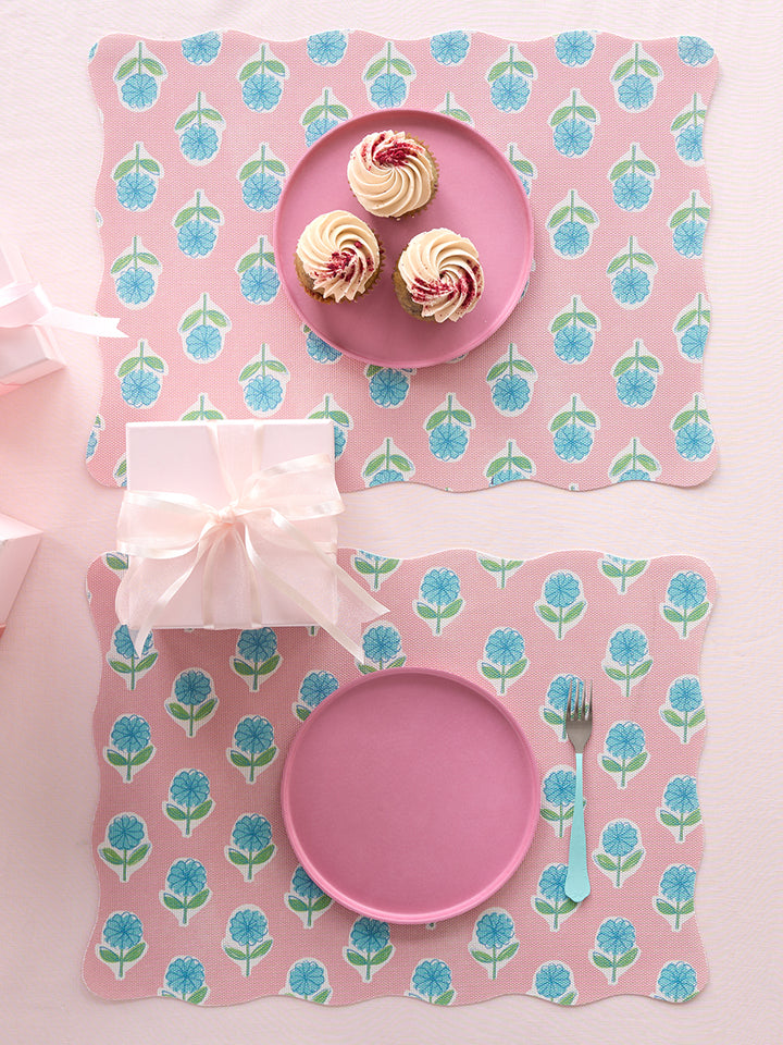 Meri Meri x Chilewich Periwinkle Rectangle Placemats Set/4 (Pink)