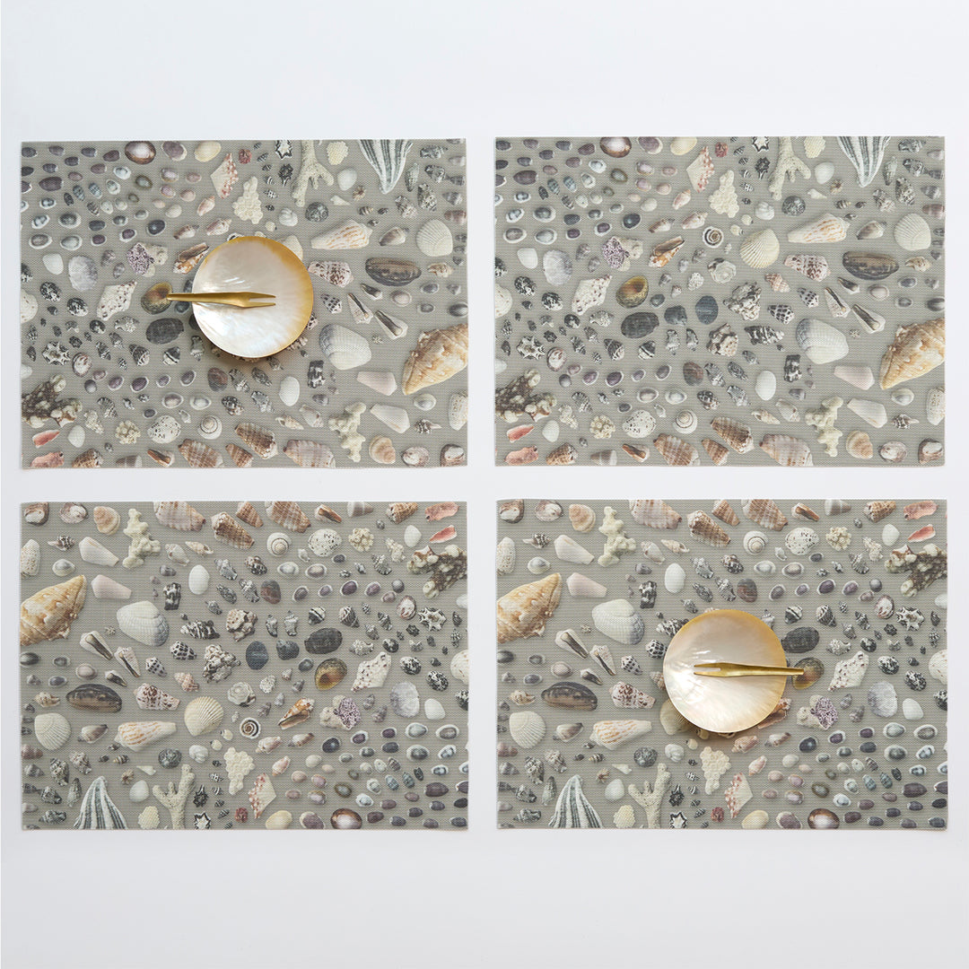 Martha Stewart x Chilewich Seashells Rectangular Placemats Set/4 (Grey Sand)