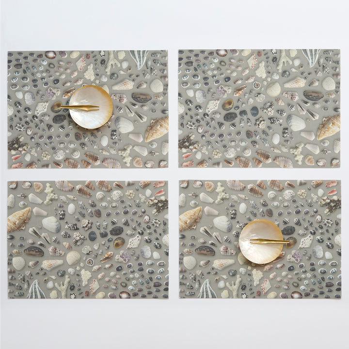 Martha Stewart x Chilewich Seashells Rectangular Placemats Set/4 (Grey Sand)