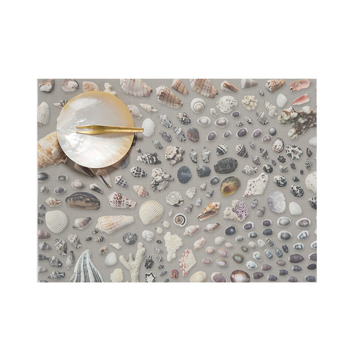 Martha Stewart x Chilewich Seashells Rectangular Placemats Set/4 (Grey Sand)