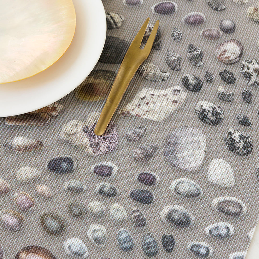 Martha Stewart x Chilewich Seashells Rectangular Placemats Set/4 (Grey Sand)