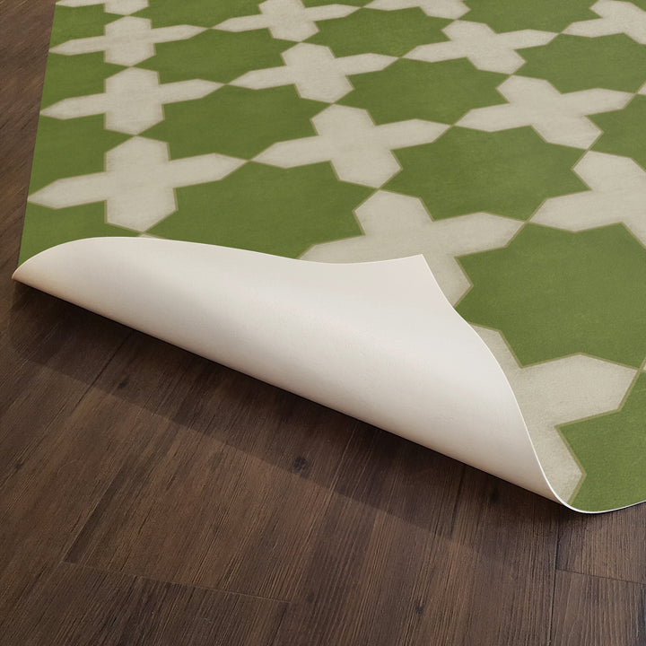 Vintage Vinyl Floorcloth Rug (Pattern 23 Nor Any Green Thing)