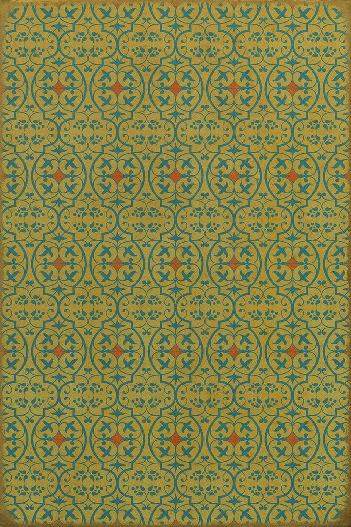 Vintage Vinyl Floorcloth Rug (Pattern 51 a Little Madness in the Spring)