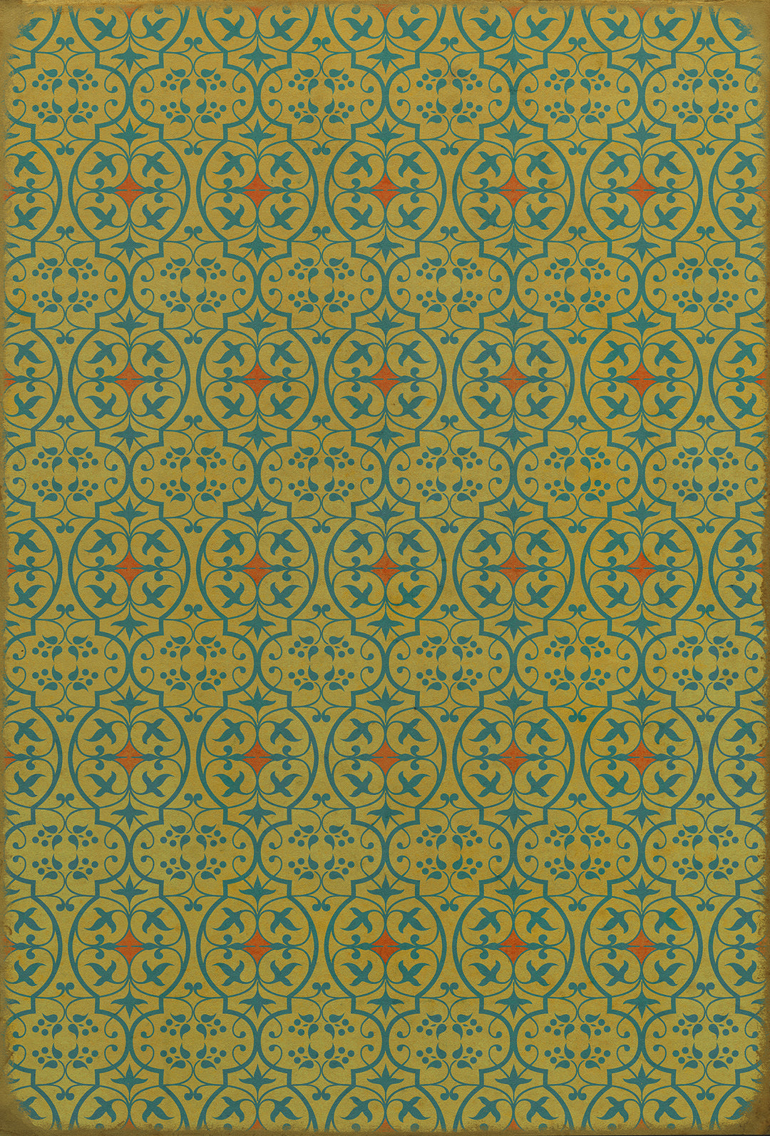 Vintage Vinyl Floorcloth Rug (Pattern 51 a Little Madness in the Spring)