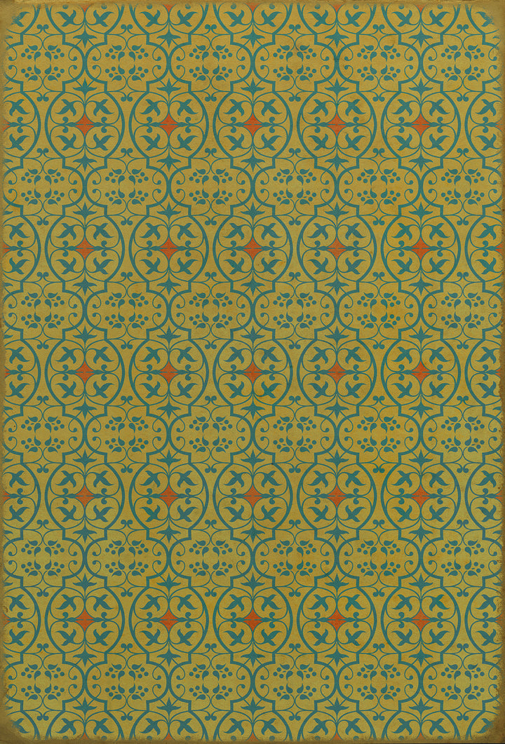 Vintage Vinyl Floorcloth Rug (Pattern 51 a Little Madness in the Spring)