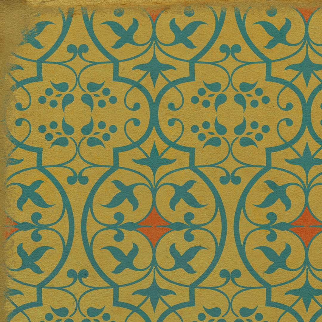 Vintage Vinyl Floorcloth Rug (Pattern 51 a Little Madness in the Spring)