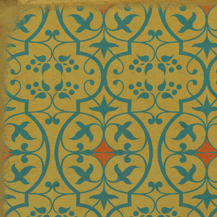 Vintage Vinyl Floorcloth Rug (Pattern 51 a Little Madness in the Spring)