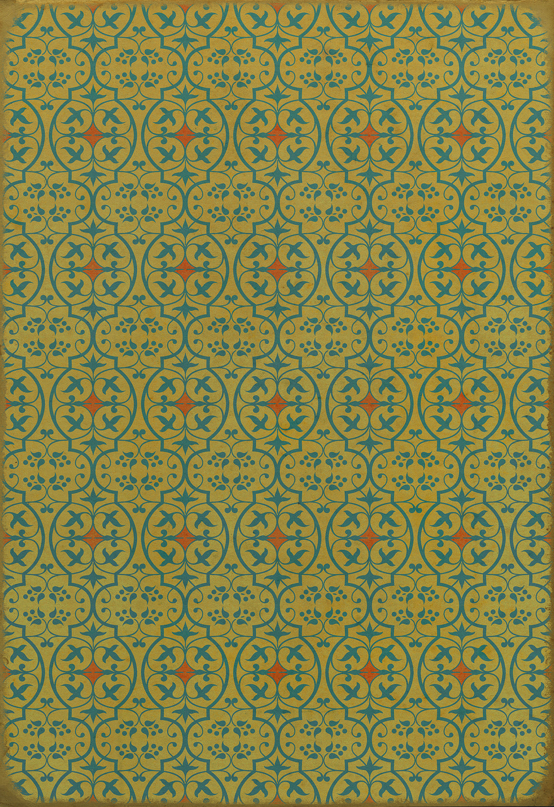 Vintage Vinyl Floorcloth Rug (Pattern 51 a Little Madness in the Spring)