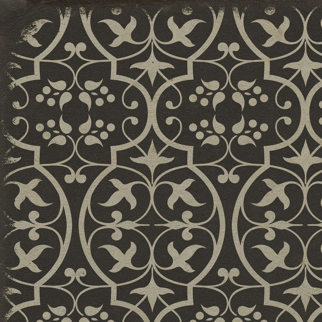 Vintage Vinyl Floorcloth Rug (Pattern 51 He Kindly Stopped for Me)