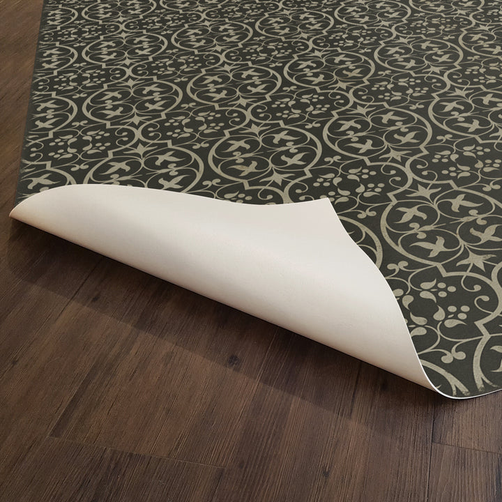 Vintage Vinyl Floorcloth Rug (Pattern 51 He Kindly Stopped for Me)