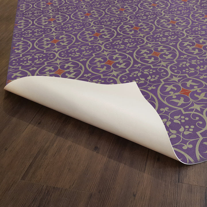 Vintage Vinyl Floorcloth Rug (Pattern 51 I Shall Wear Purple)