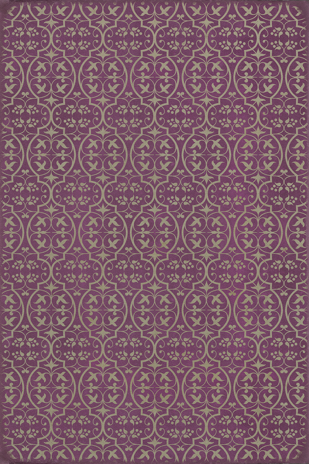 Vintage Vinyl Floorcloth Rug (Pattern 51 Now that Lilacs are in bloom)