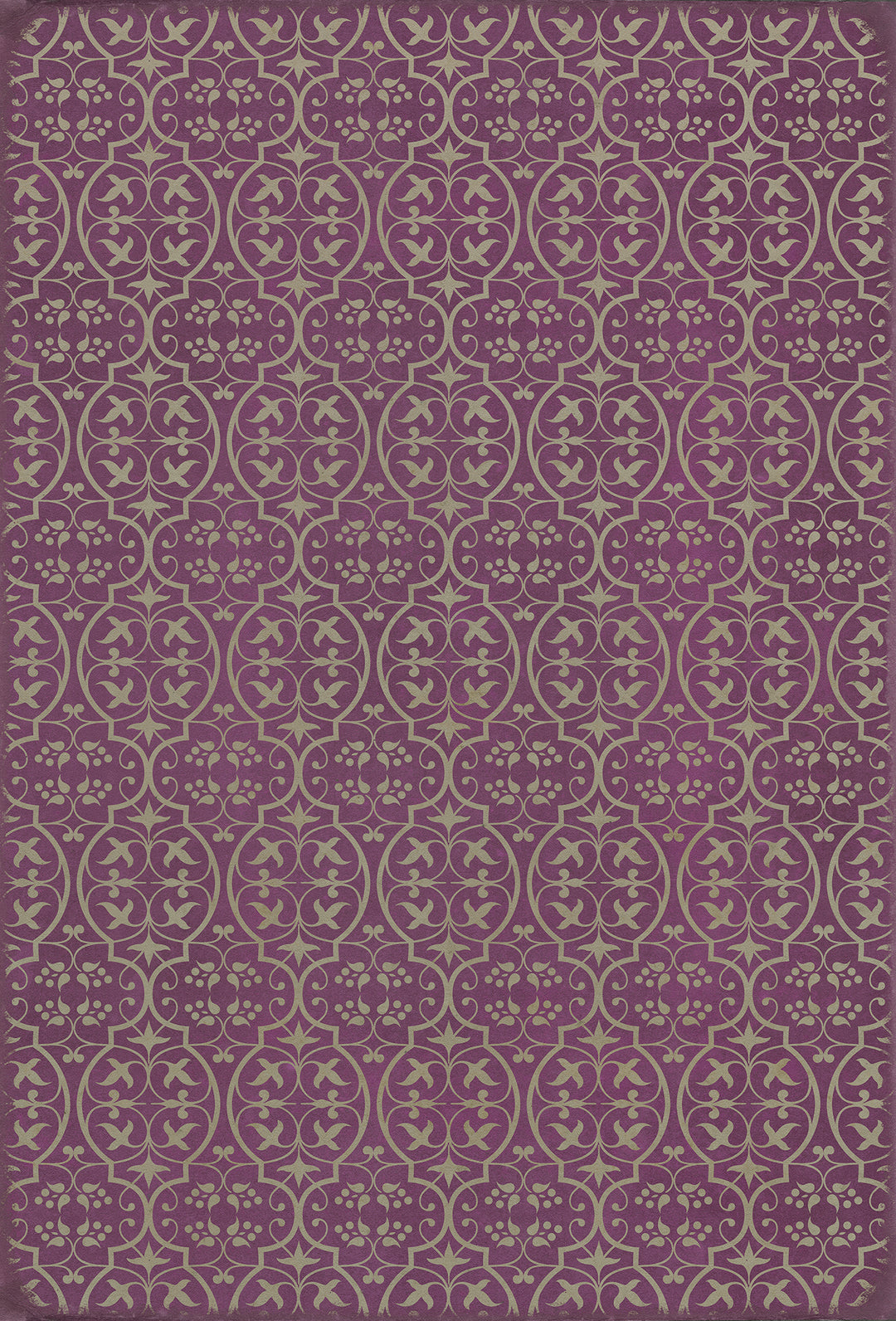 Vintage Vinyl Floorcloth Rug (Pattern 51 Now that Lilacs are in bloom)