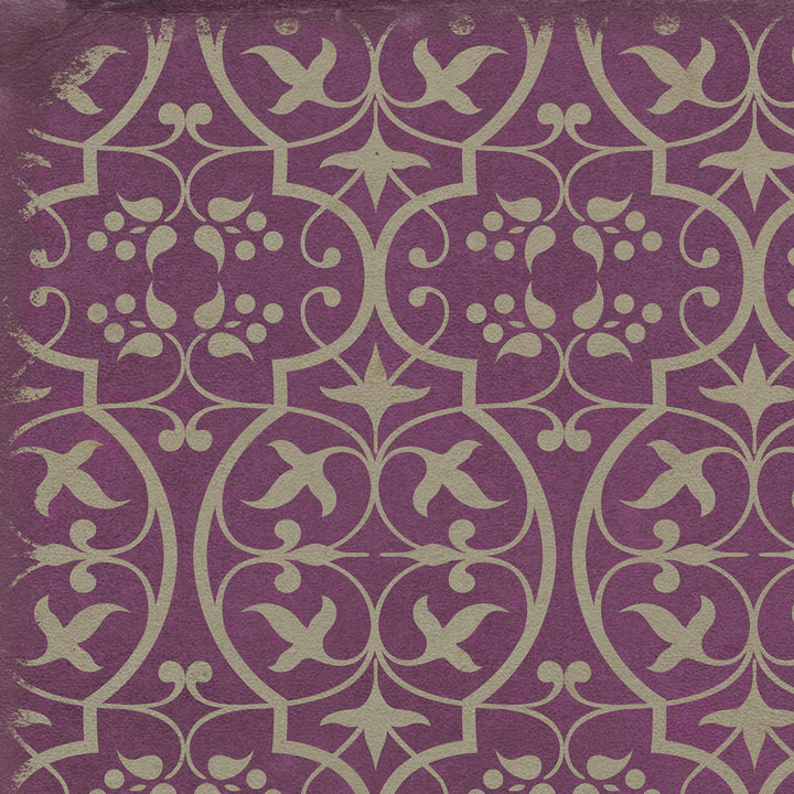 Vintage Vinyl Floorcloth Rug (Pattern 51 Now that Lilacs are in bloom)