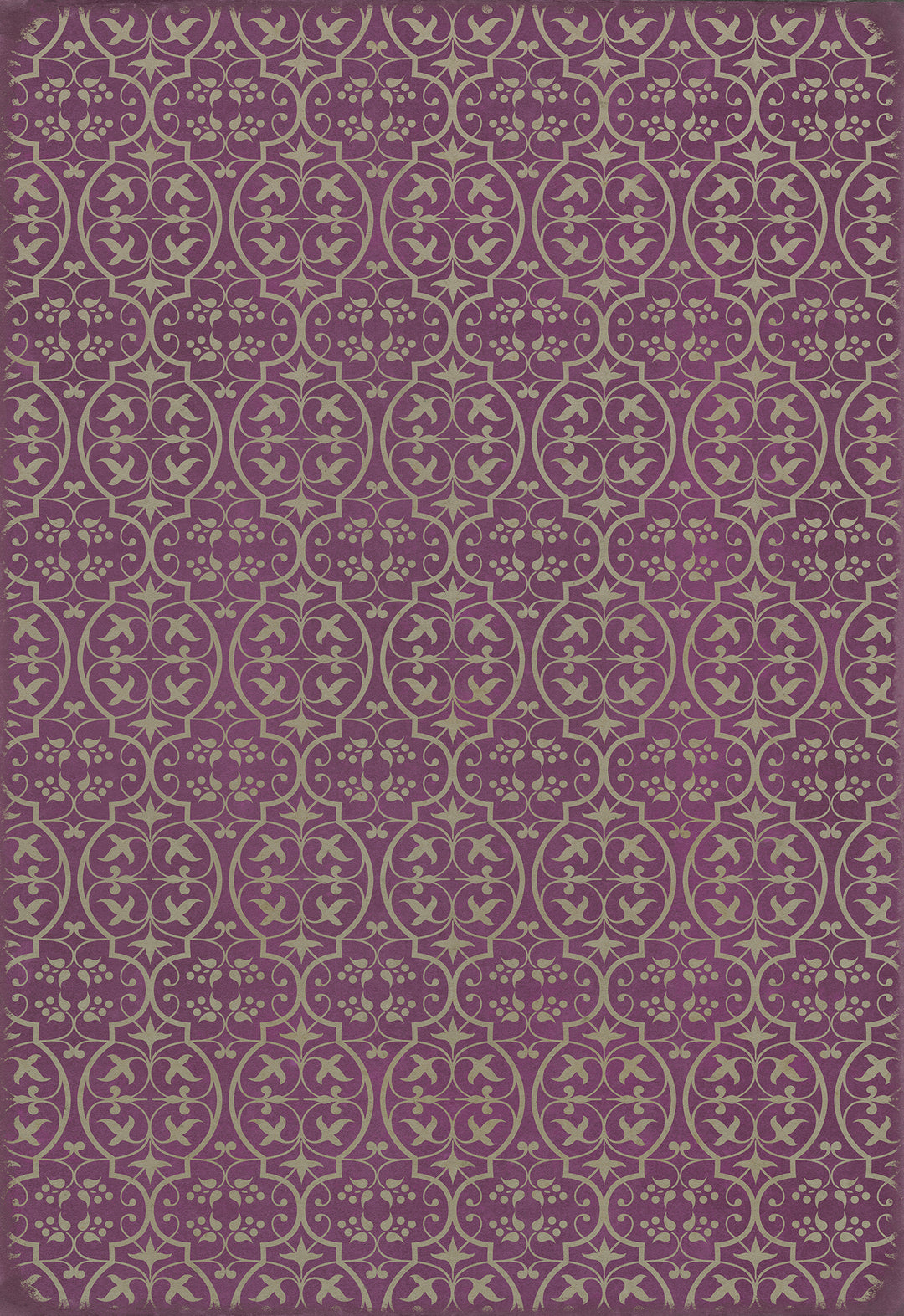Vintage Vinyl Floorcloth Rug (Pattern 51 Now that Lilacs are in bloom)