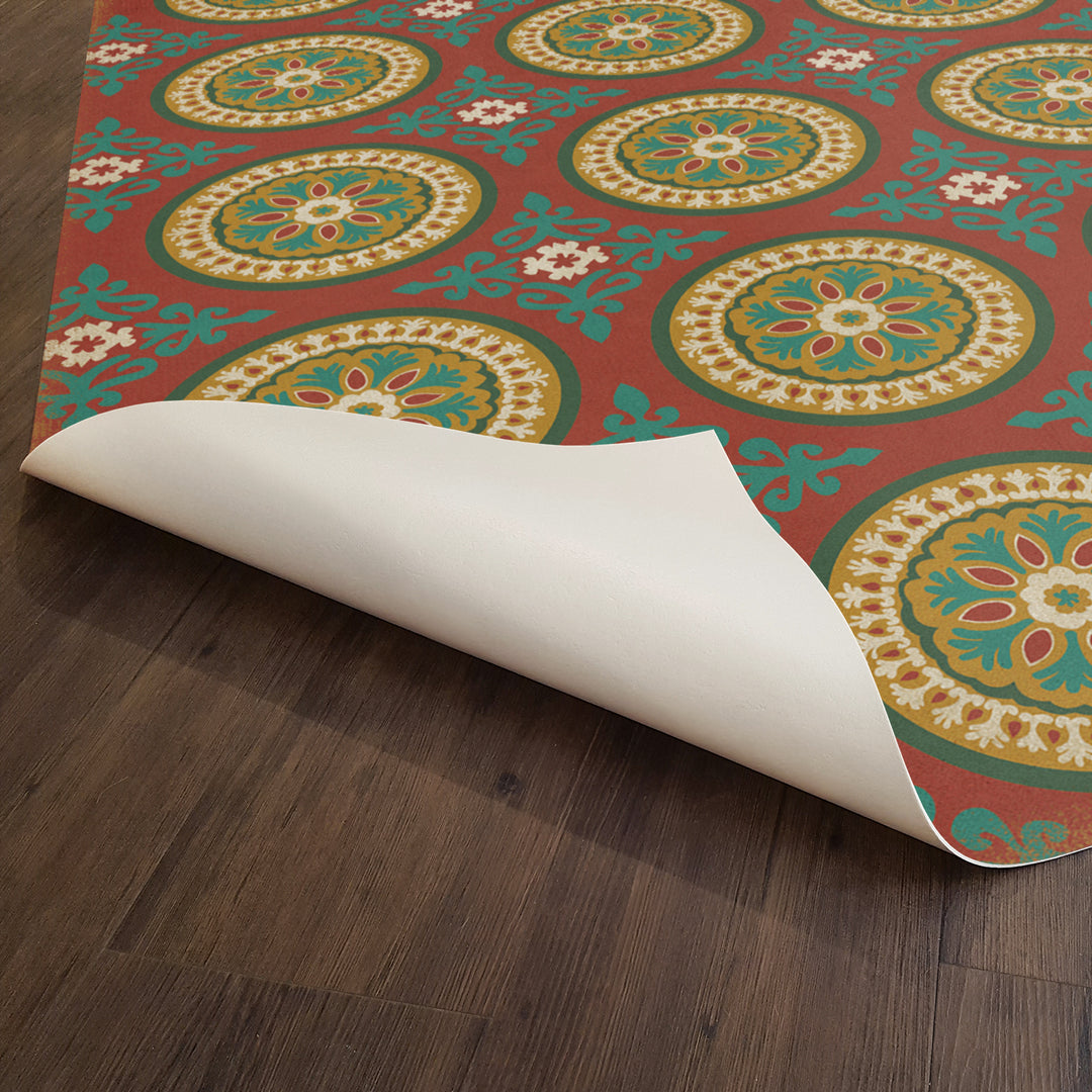 Vintage Vinyl Floorcloth Rug (Pattern 43 Awakening)