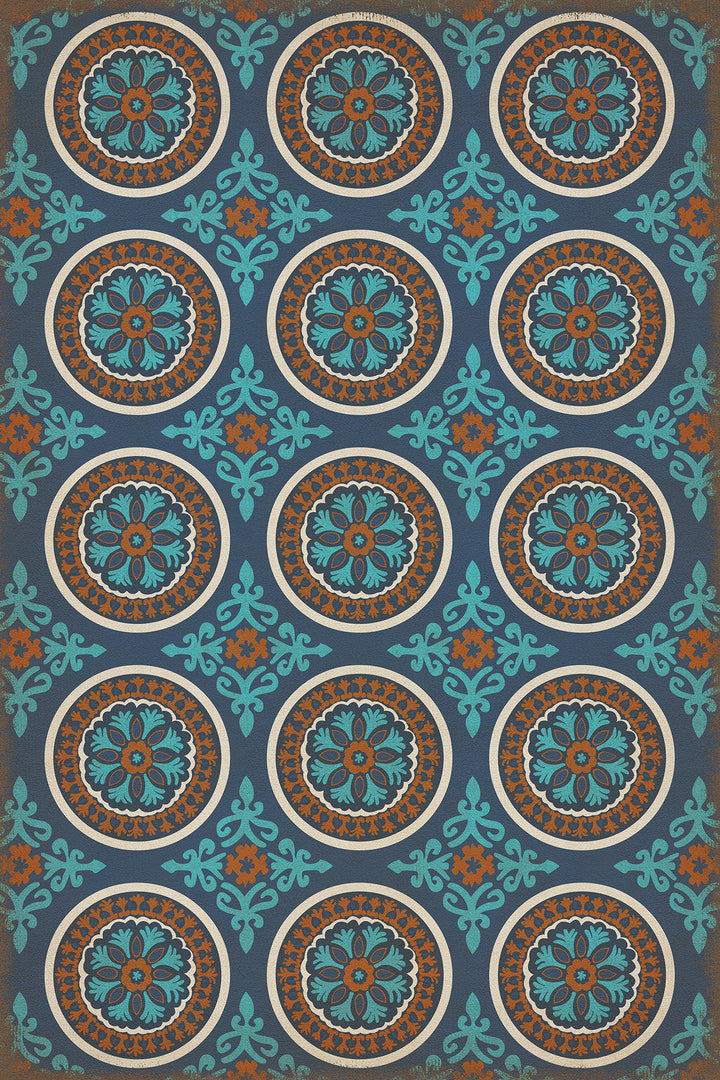 Vintage Vinyl Floorcloth Rug (Pattern 43 Samadi)